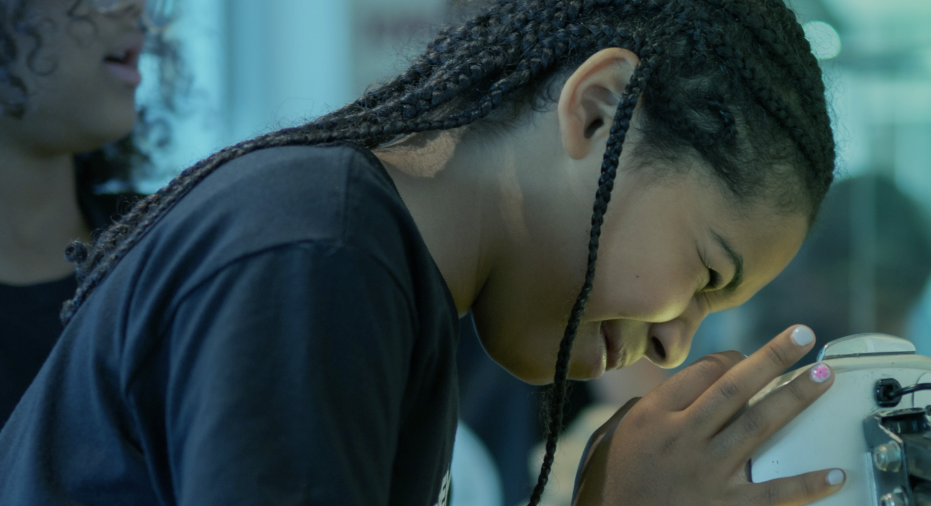 Girl Looking In Microscope
